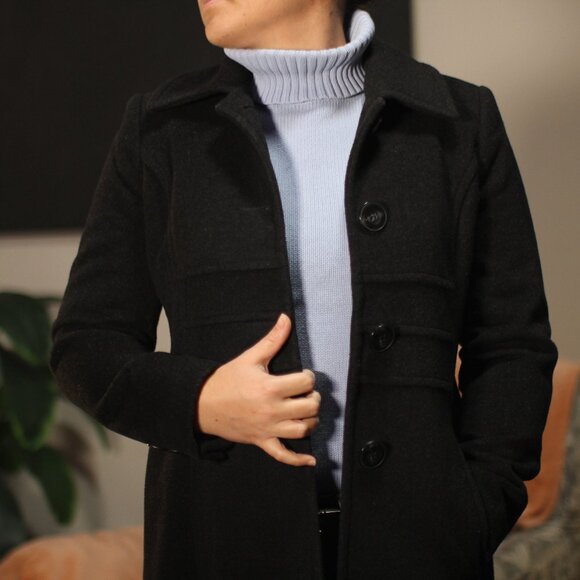 Anne Klein Trench Coat Cashmere And Lambswool, Long Coat - Picture 2 of 16